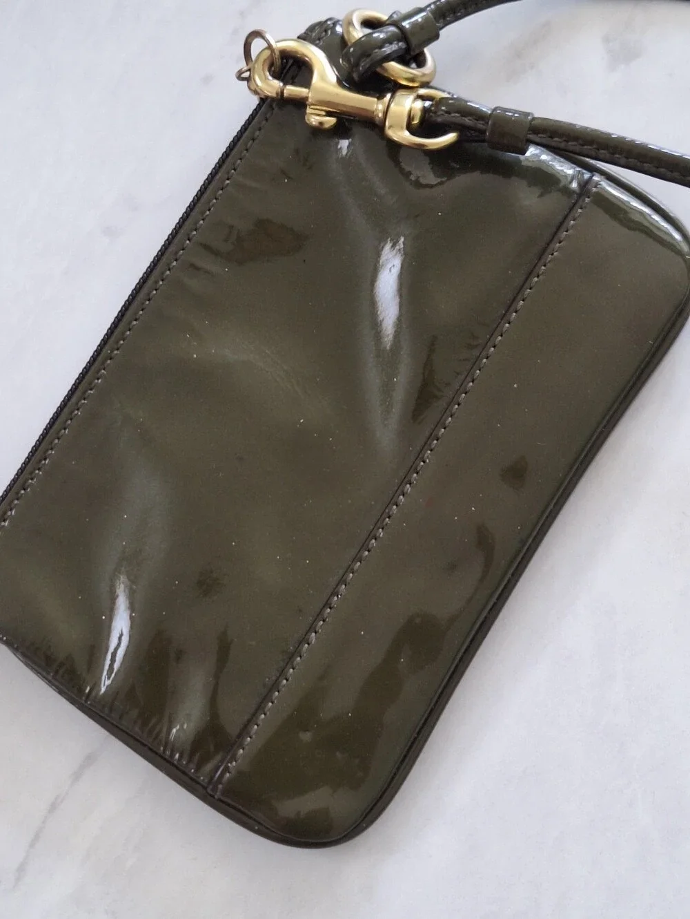 Coach Patent Leather Green Wristlet